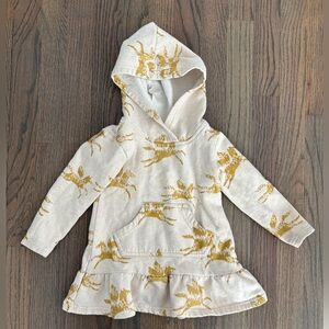 Tea Collection Girls Hooded ‘sweatshirt’ Dress with Gold Horses print, size 2